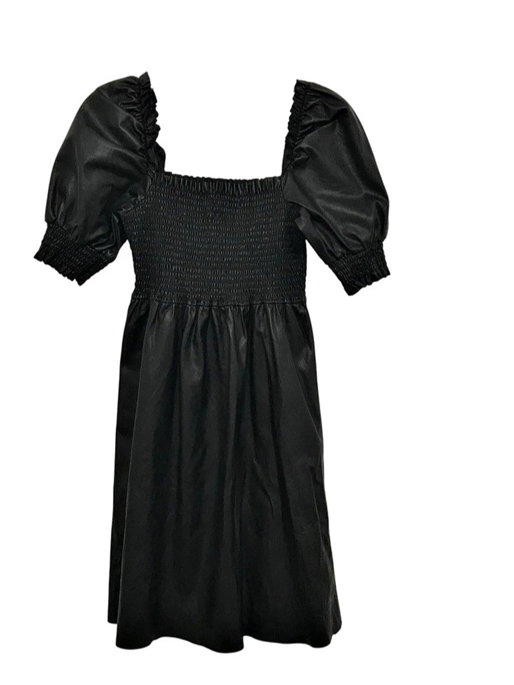 Seven for all mankind Athena Nap Black Faux Leather Square Neck Dress Size XS